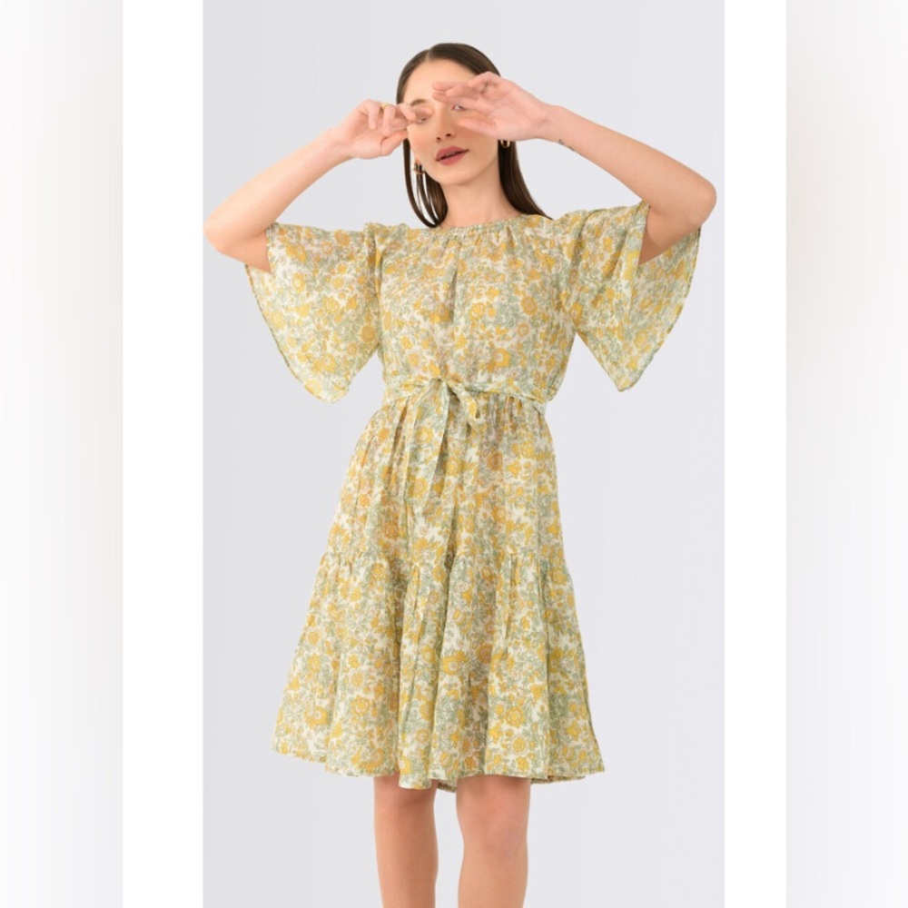 MIRTH Floral Yellow Dress XL